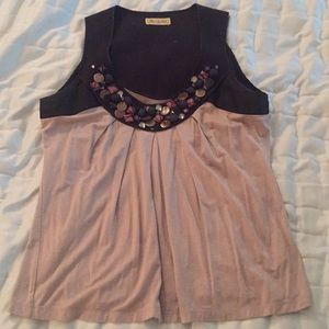 Cool multi-textured tank with stones and beading